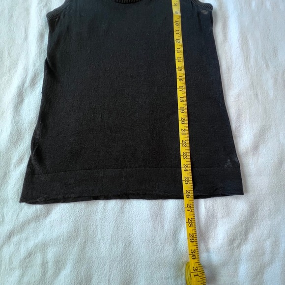 Theory Black Knit Linen Scoop Neck Tank Top Sleeveless Ribbed Trim Size Medium - Picture 5 of 9